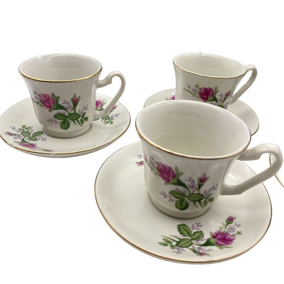 VTG Moss Rose coffee pot set Floral Chintz country cottage core shabby chic - Picture 3 of 16